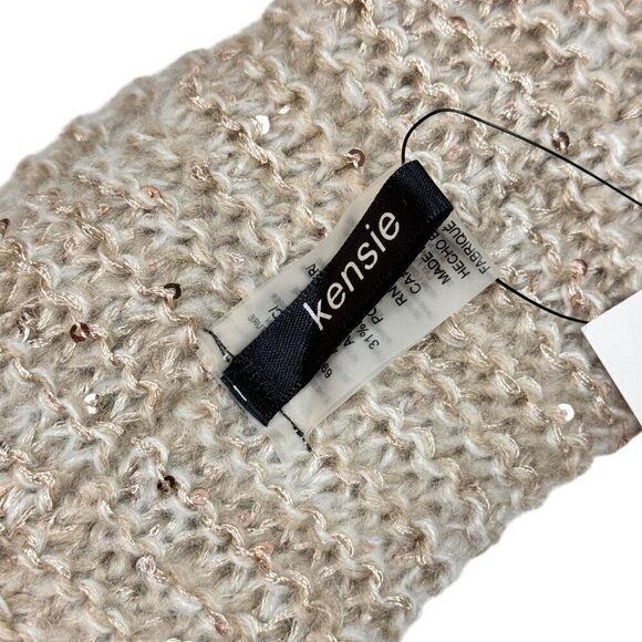 NWT Kensie Twist Knit Headband Cream Sequin Detailed Fall Winter Accessories - Picture 5 of 9